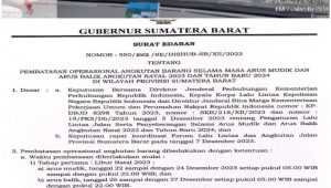 Surat Edaran Pembatasan Operasional Angkutan Barang di Sumbar Dilanggar