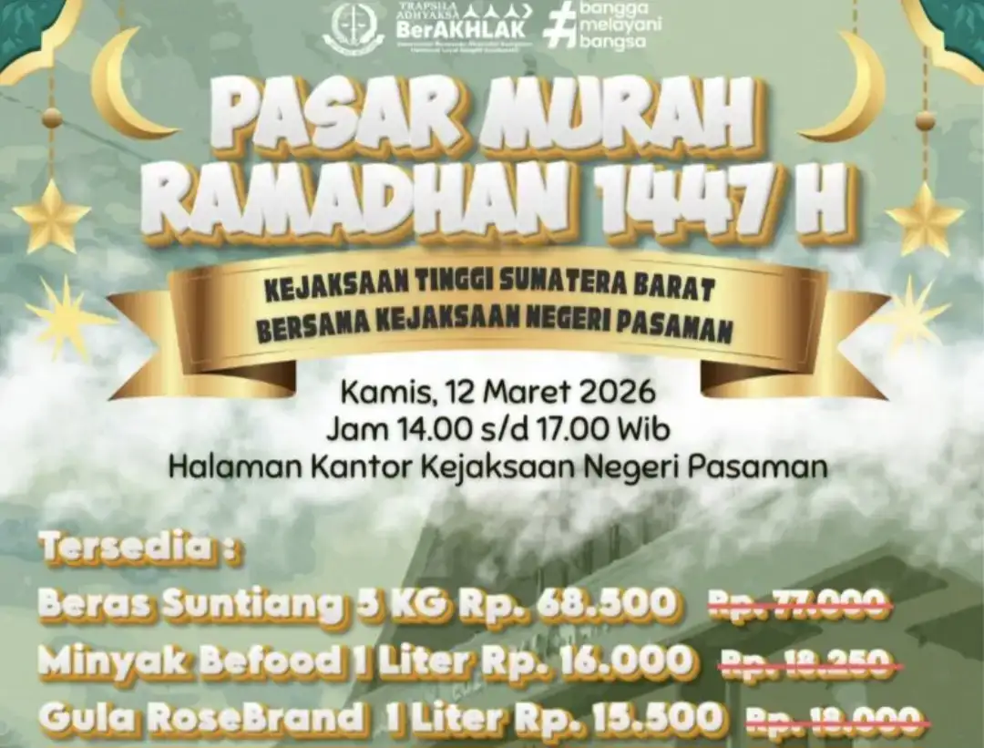 kejari-pasaman-gelar-pasar-murah-ramadan,-jual-sembako-dengan-harga-terjangkau