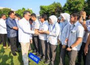 Menaker Yassierli saat menghadiri Apel Pegawai PT Panasonic Gobel Indonesia di Jakarta, Selasa (19/5/2026).