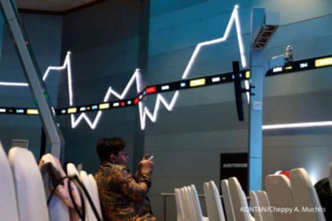 Grafik pergerakan harga saham PT Singaraja Putra Tbk (SINI) di layar monitor bursa efek