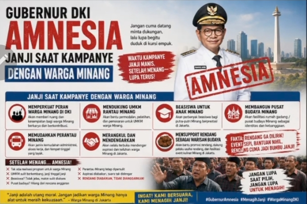 forum-perantau-minang-sebut-gubernur-dki-amnesia,-janji-kampanye-yang-tinggal-kenangan