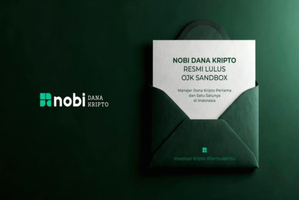 Logo NOBI dengan latar belakang sertifikat kelulusan Regulatory Sandbox dari OJK