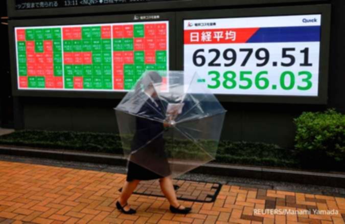 Grafik pergerakan indeks saham bursa Asia yang mengalami penguatan tipis pada perdagangan Selasa.