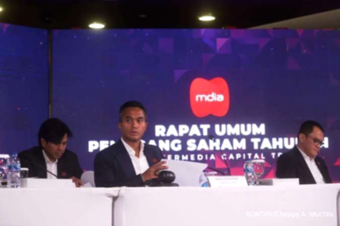 Grafik pergerakan harga saham di layar monitor perdagangan bursa efek