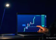 Grafik pergerakan harga emas XAUUSD di layar smartphone untuk investasi trading digital