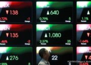 Tampilan layar pergerakan grafik Indeks Harga Saham Gabungan (IHSG) di Bursa Efek Indonesia