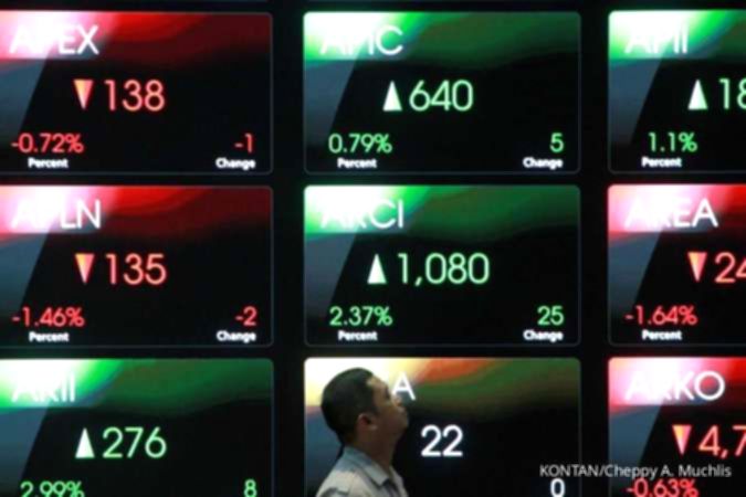 Tampilan layar pergerakan grafik Indeks Harga Saham Gabungan (IHSG) di Bursa Efek Indonesia